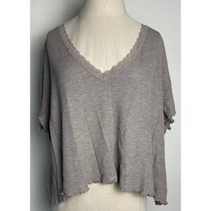 American Eagle Soft & Sexy Brown Lace Trim Top